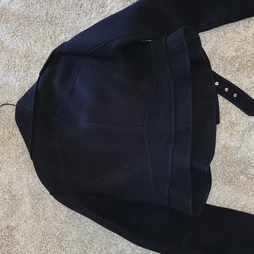 ALEXANDER MCQUEEN NWT MCQ NAVY WOOL STRUCTURED PEPLUM MOTO LINED PEA COAT … - Picture 10 of 12